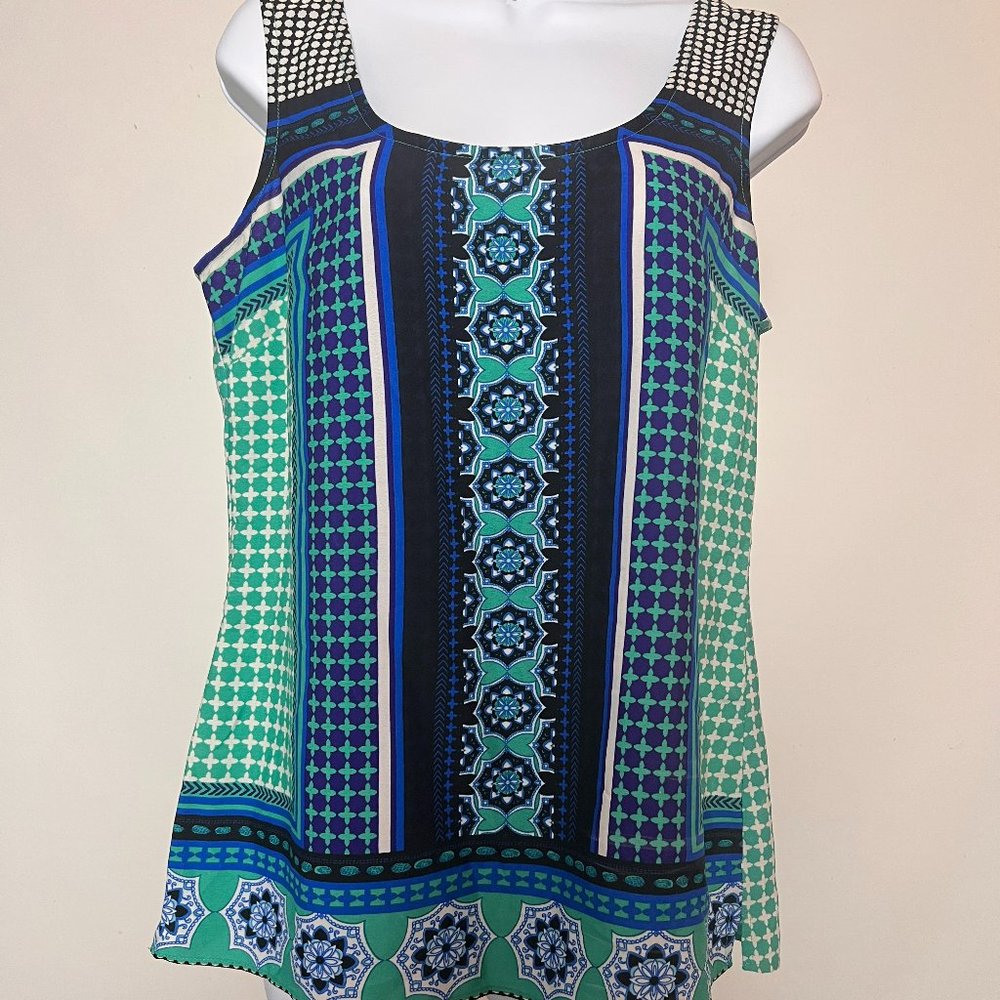 Banana Republic Blue Mosaic Shell Tank Blue/Green Size Medium